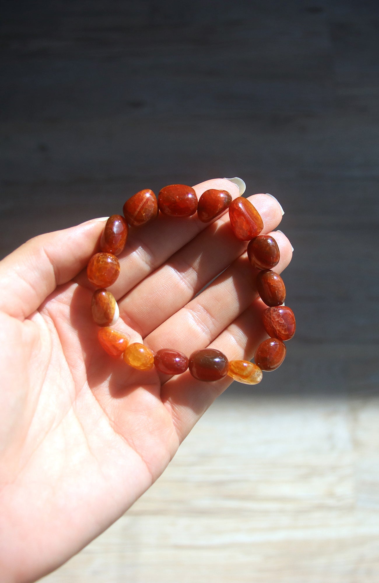 Fire Agate Tumbled Bracelet